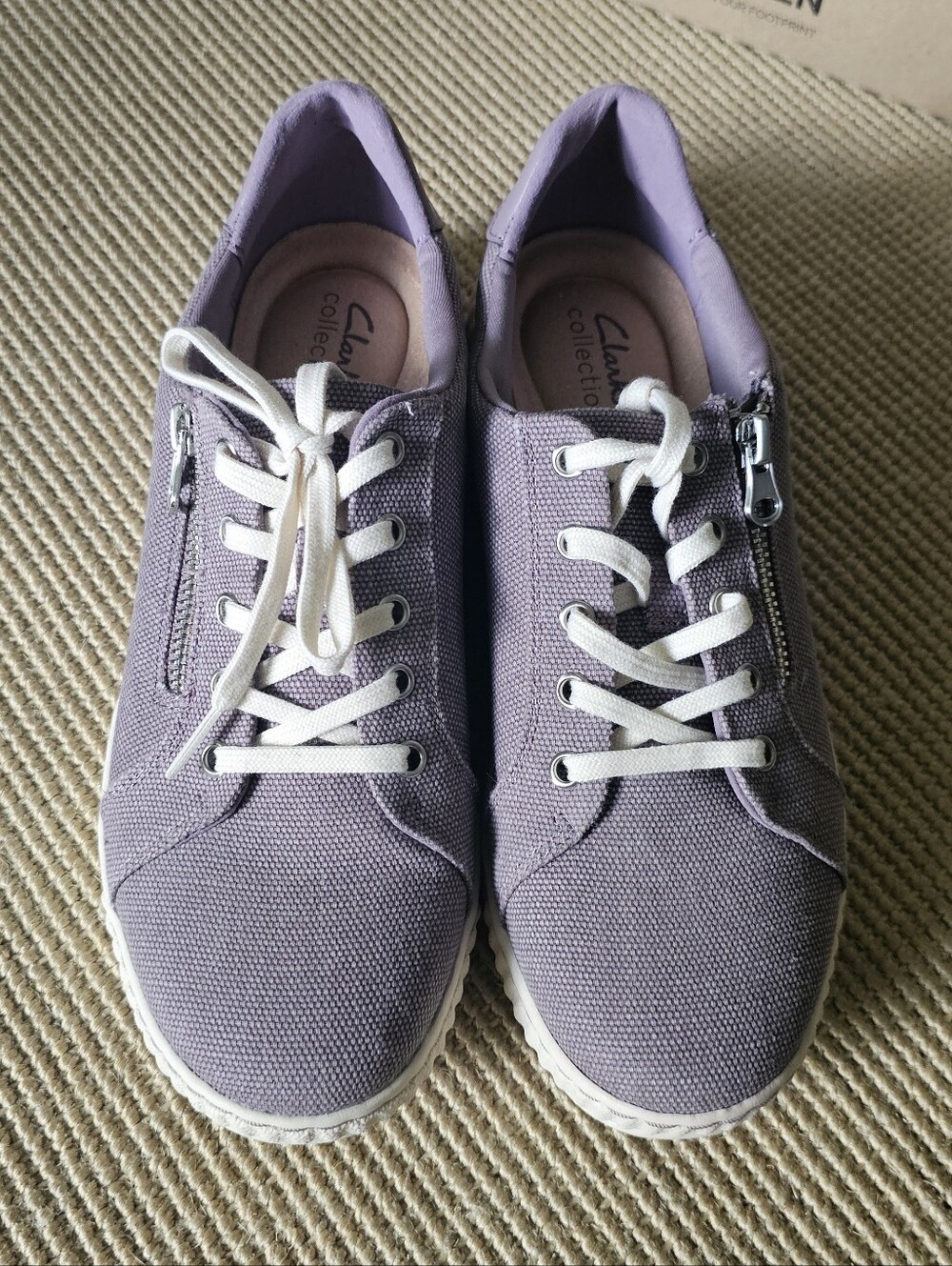 Clarks Women's Caroline Echo Canvas Side Zip Fashion Sneakers, Lilac, Size 9 Med